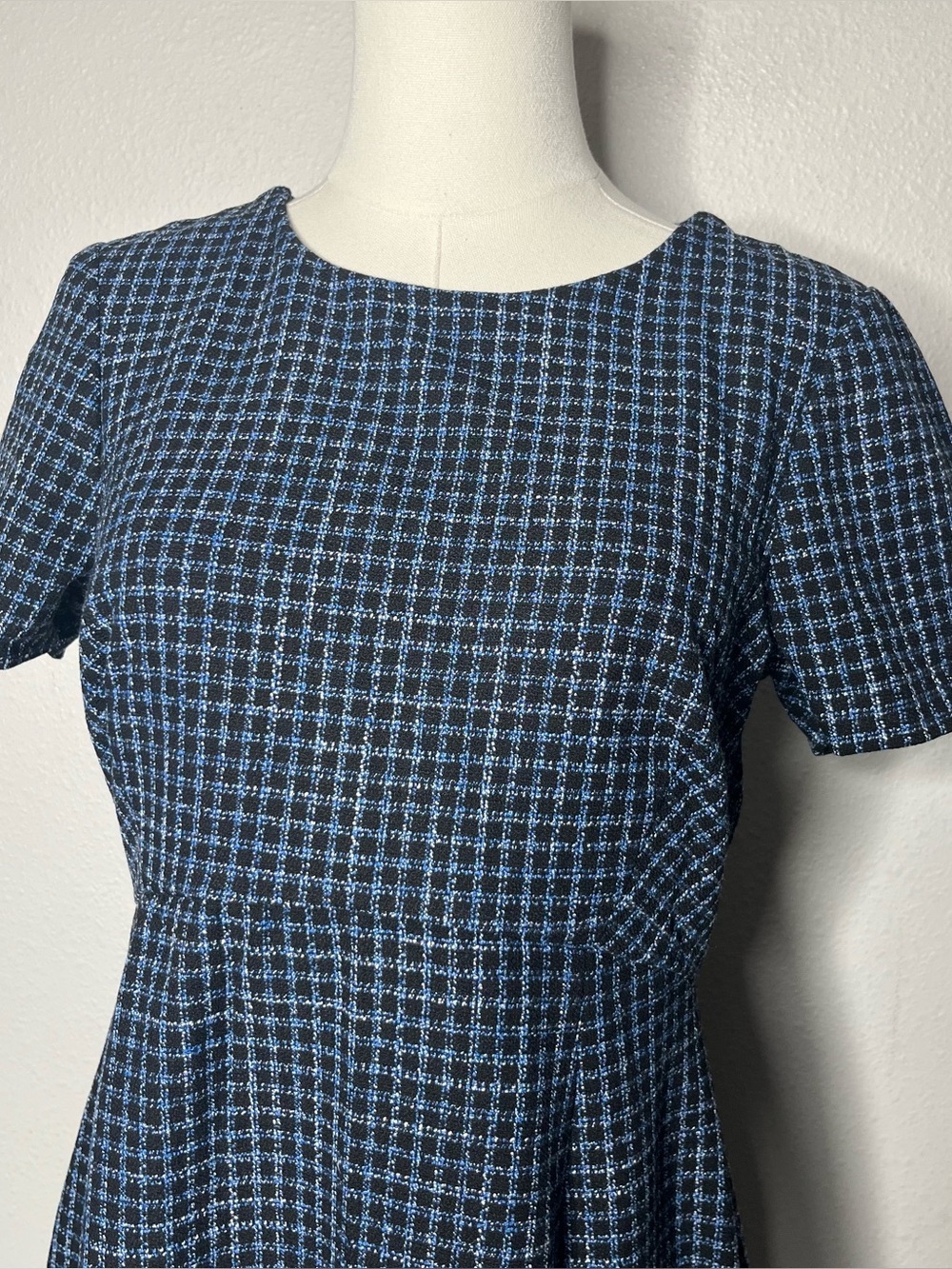 Seraphine The Work Edit Navy Stretch Tweed Short Sleeve Dress Career Maternity - Picture 4 of 7